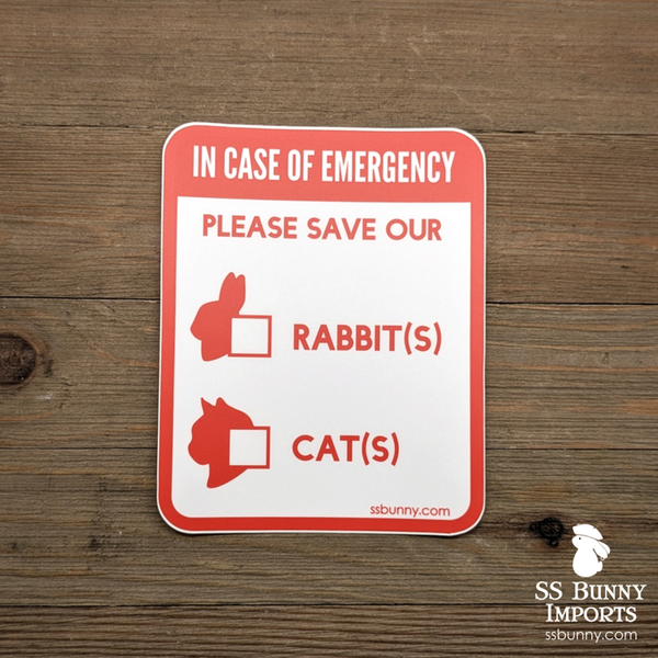 Please save our rabbits and cats, in case of emergency sticker