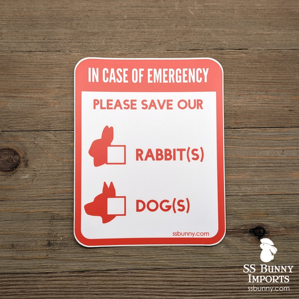 Please save our rabbits and dogs, in case of emergency sticker
