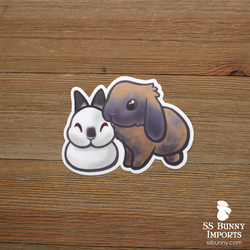 Bonded dwarf and lop bunnies sticker - Himalayan dwarf, blue tort lop
