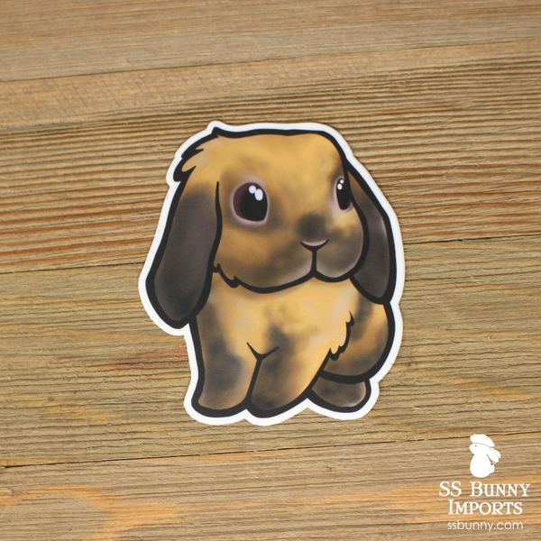 Torted black Japanese harlequin lop rabbit sticker - Atticus