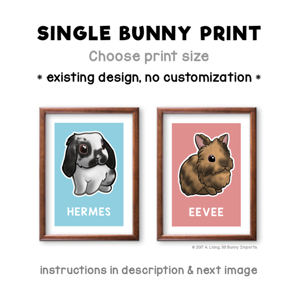 Single bunny print - existing rabbit design, custom name