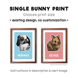 Single bunny print - existing rabbit design, custom name