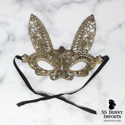 Lace bunny masquerade mask - gold