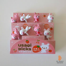 Rabbit toothpicks - pink and white