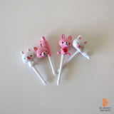 Rabbit toothpicks - pink and white