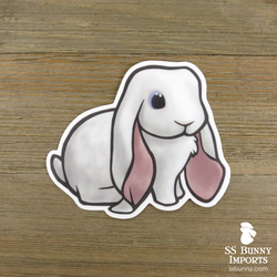 Blue-eyed white English Lop rabbit sticker