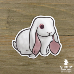 Red-eyed white English Lop rabbit sticker