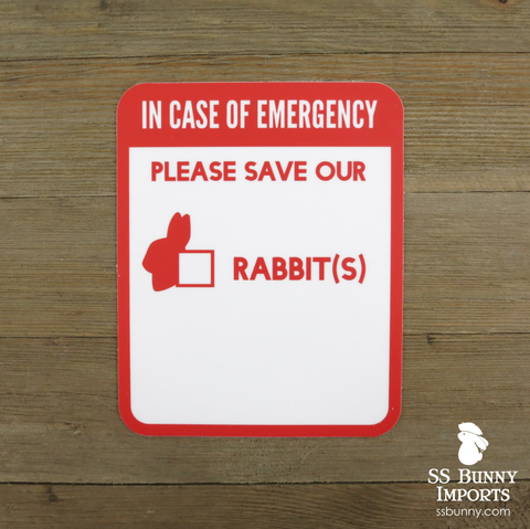 Please save our rabbits, in case of emergency sticker – SS Bunny Imports