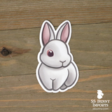 Red-eyed white bunny magnet
