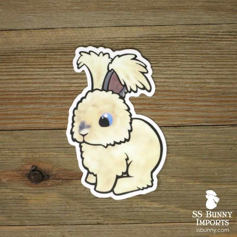 Buff puppy-cut angora rabbit sticker - blue-eyed โ SS Bunny Imports