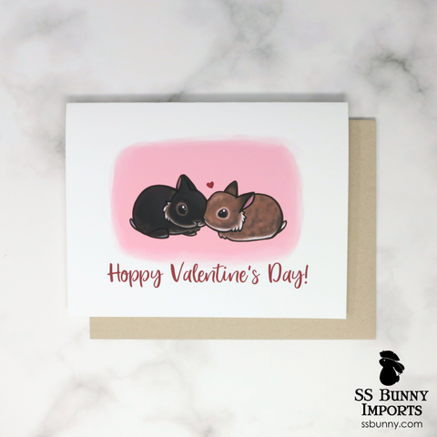Hoppy Valentine's Day card - Sesame & Mochi