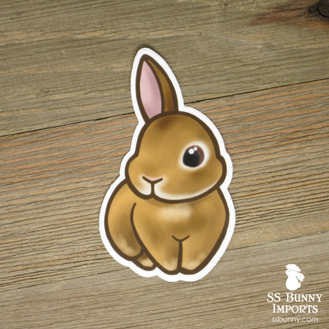 Smutty orange rabbit sticker - one-eared