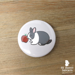Dutch rabbit with apple pinback button