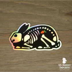 X-ray bunny sticker with carrot - holographic