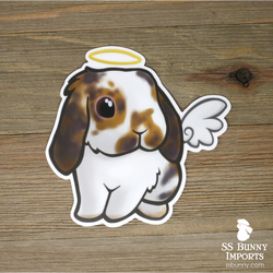 Broken orange lop rabbit angel sticker - halo, wings