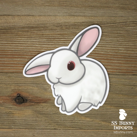Ruby-eyed white half helicopter-eared bunny sticker