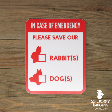 Please save our rabbits and dogs, in case of emergency sticker