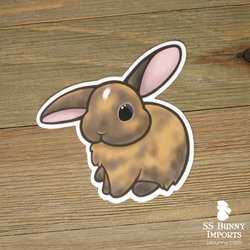 Chocolate tort half helicopter-eared bunny sticker w/ white spot