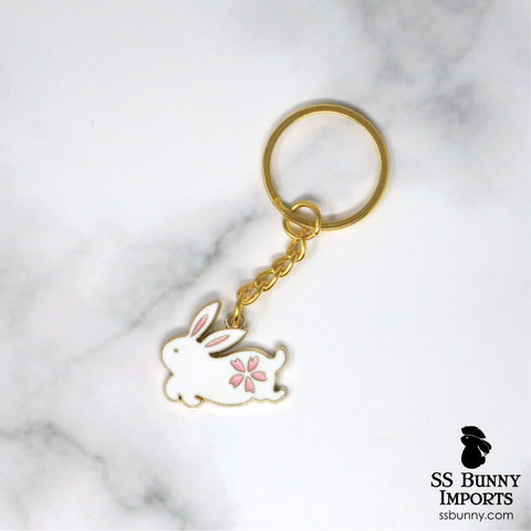 Sakura bunny gold keychain