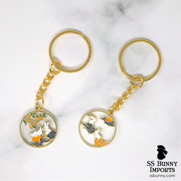 Asian-style bunny gold keychain