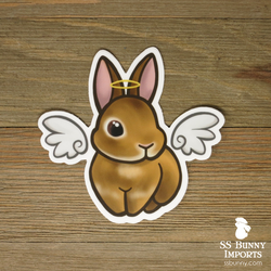 Orange rabbit angel sticker - right, halo, wings