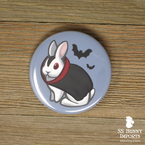 Vampire bunny pinback button