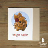 Winter Wishes card - orange lionhead w/ earmuffs
