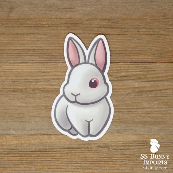 Red-eyed white bunny magnet