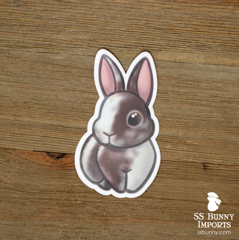 Chocolate brown magpie harlequin rabbit sticker