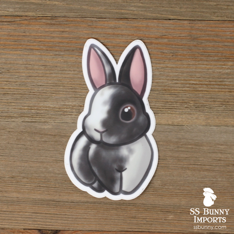 Black magpie harlequin rabbit sticker