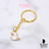 Bunny w/ bow & pearl gold keychain