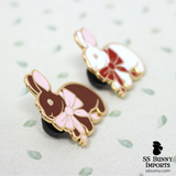 Bunny with bow hard enamel pin