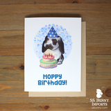 Hoppy Birthday card - lop w/ party hat and cake
