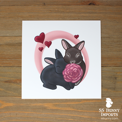 Bonded bunnies rose love art print