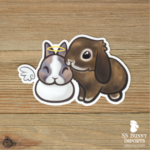 Bonded angel dwarf and lop bunnies sticker - Panda & Cinnabun
