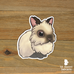 Buff puppy-cut angora rabbit sticker - blue-eyed