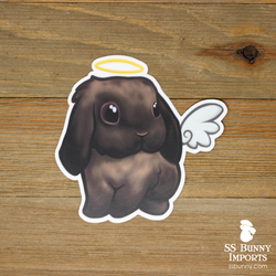 Black tort lop rabbit angel sticker - halo, wings