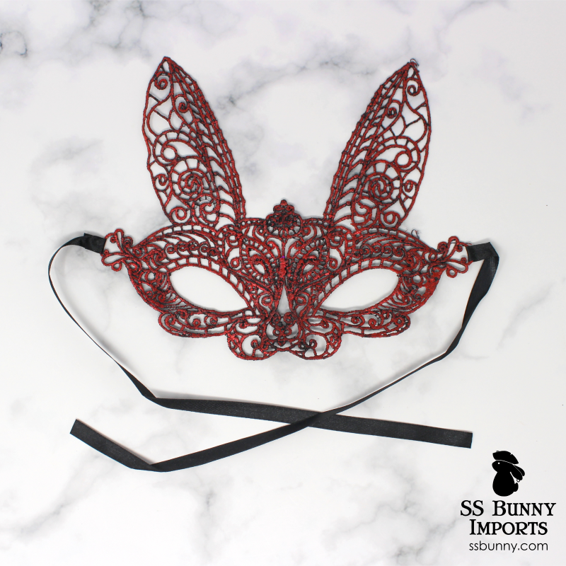 Lace bunny masquerade mask - red – SS Bunny Imports