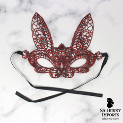 Lace bunny masquerade mask - red