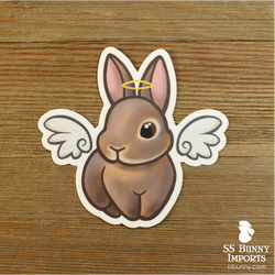 Lilac agouti rabbit angel sticker - halo, wings