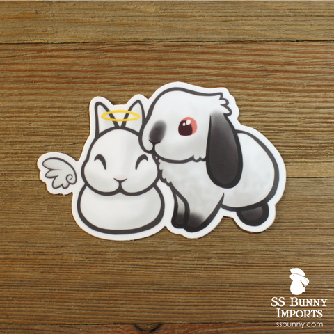 Bonded angel dwarf and lop bunnies sticker - white dwarf angel, pointed white lop