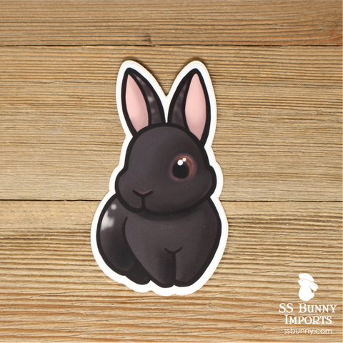 Black rabbit sticker - white spots, Jasper