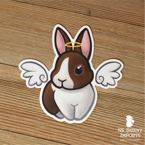 Chocolate Dutch rabbit angel sticker - halo, wings