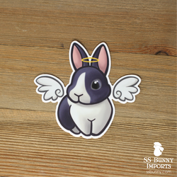 Blue Dutch rabbit angel sticker - halo, wings