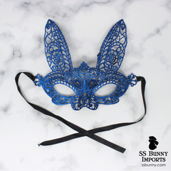 Lace bunny masquerade mask - blue