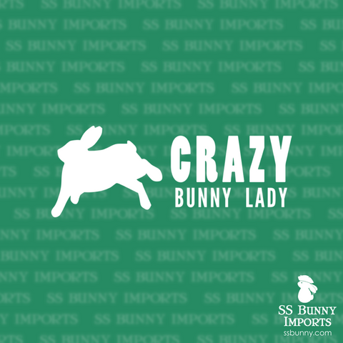Crazy binky bunny lady decal, full text