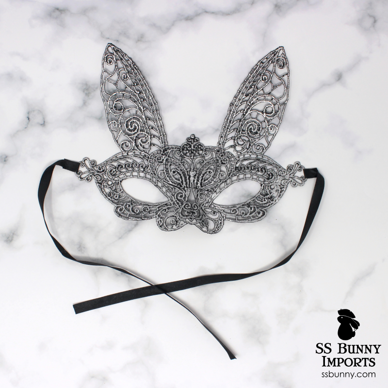 Lace bunny masquerade mask - silver – SS Bunny Imports