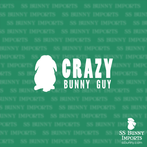 Crazy lop bunny guy decal, full text
