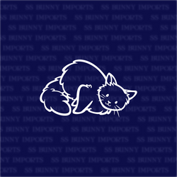 Rolling fluffy cat decal