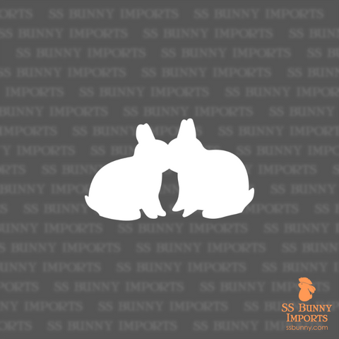 Kissing dwarf bunnies silhouette decal
